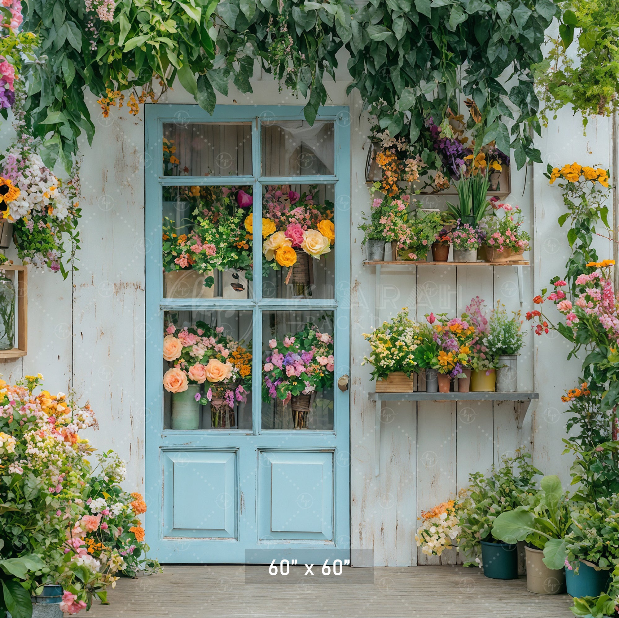 Abundant Flower Shop Door Backdrop
